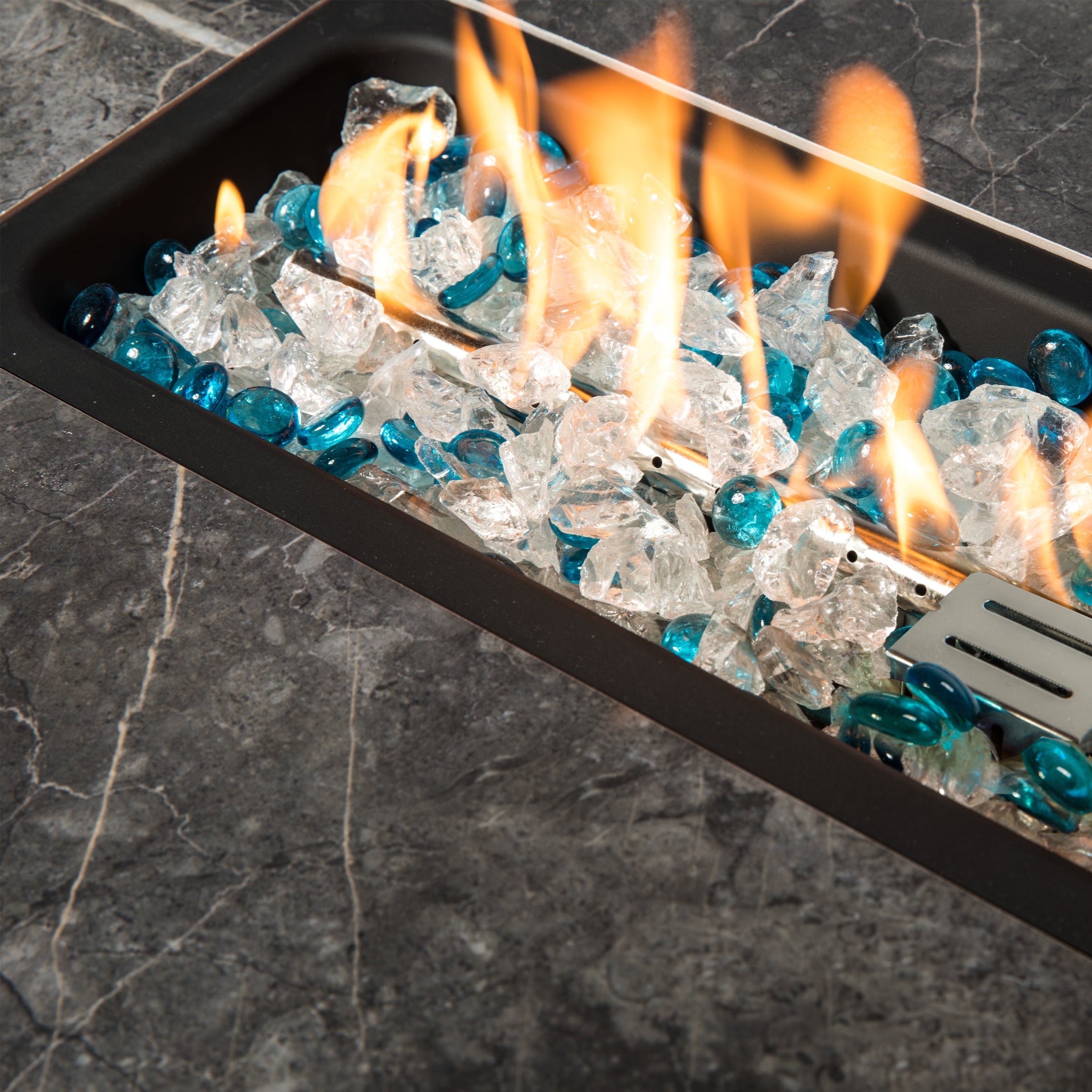 Rattan gas fire table