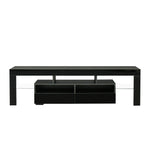 Living Room Furniture TV Stand Cabinet with 2 Drawers & 2 open shelves,20-color RGB LED lights with remote,Black