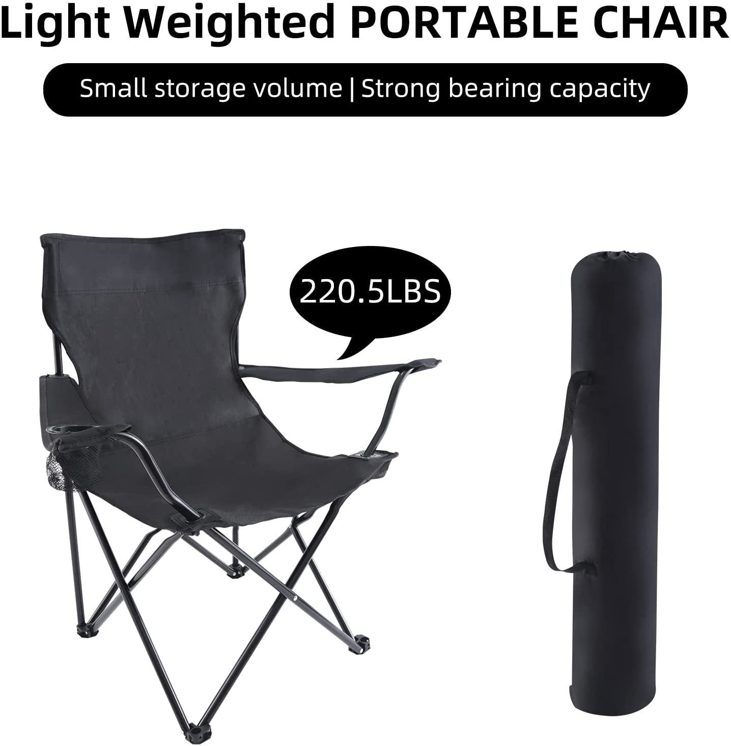 Portable Folding Black Camping Chair