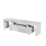 White morden TV Stand with LED Lights,high glossy front TV Cabinet,can be assembled in Lounge Room, Living Room or Bedroom,color:WHITE