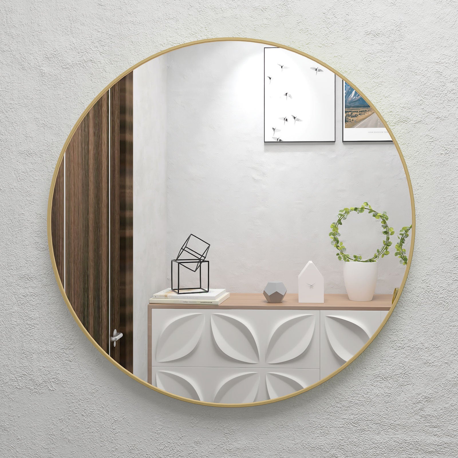 32" Wall Circle Mirror Golden