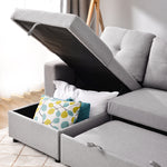 Reversible Pull out Sleeper L-Shaped Sectional Storage Sofa Bed