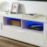 QUICK ASSEMBLE WHITE morden TV Stand,only 20 minutes to finish assemble, with LED Lights,high glossy front TV Cabinet,can be assembled in Lounge Room, Living Room or Bedroom,color:WHITE