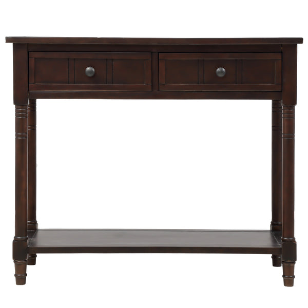 TREXM Daisy Series Console Table Traditional Design with Two Drawers and Bottom Shelf (Espresso)