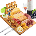 7 Piece Bamboo Cheese Board Set With Knives