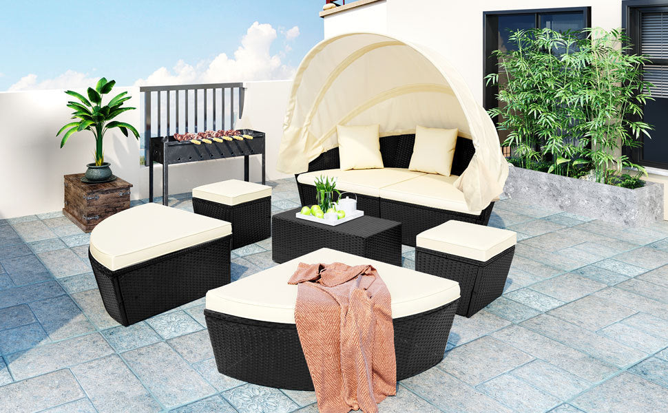 Outdoor Rattan Daybed Sunbed Set