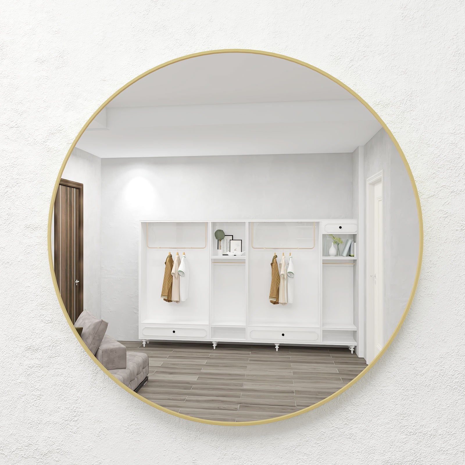 32" Wall Circle Mirror Golden