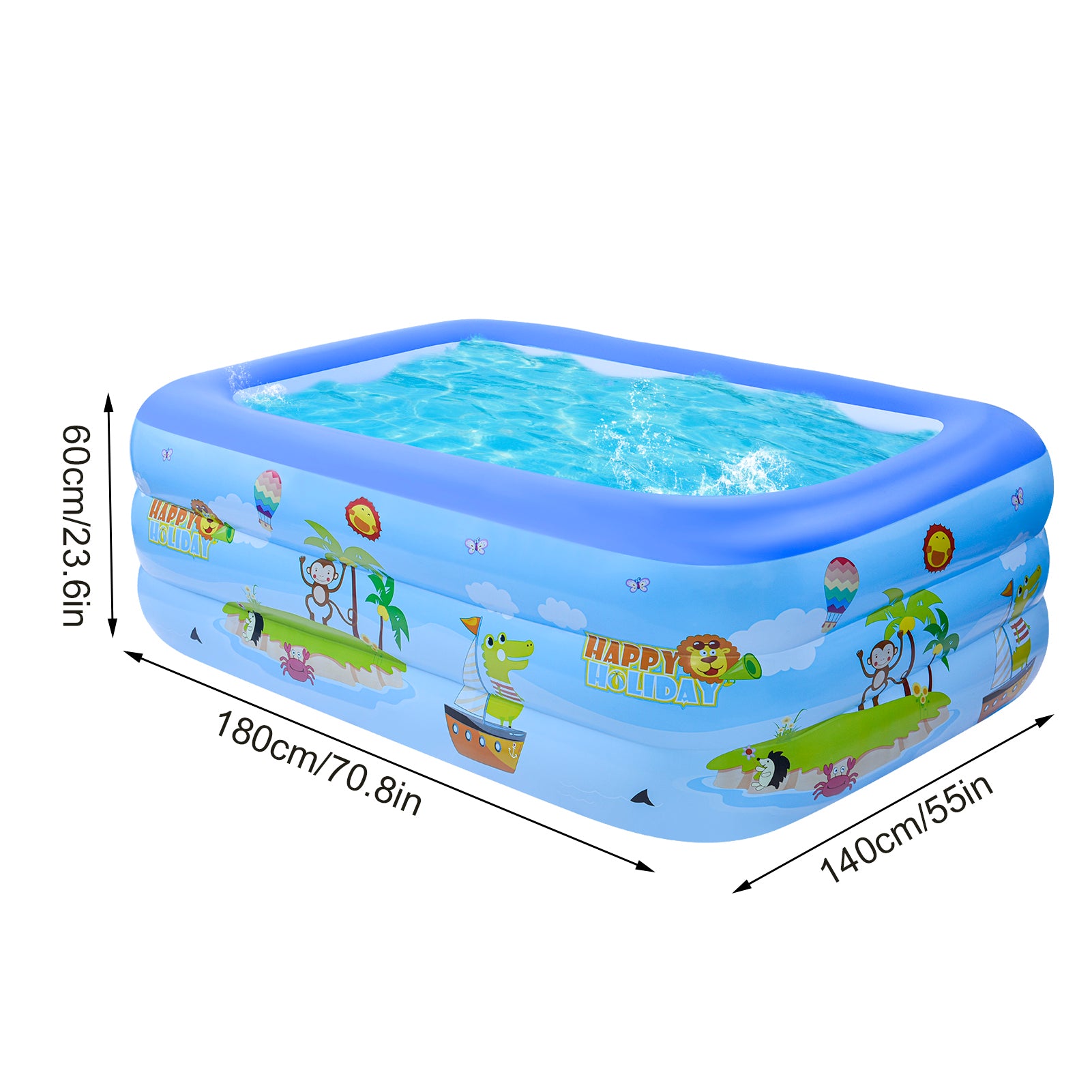 Inflatable Swimming Pool Three-layer Printing, Blue
