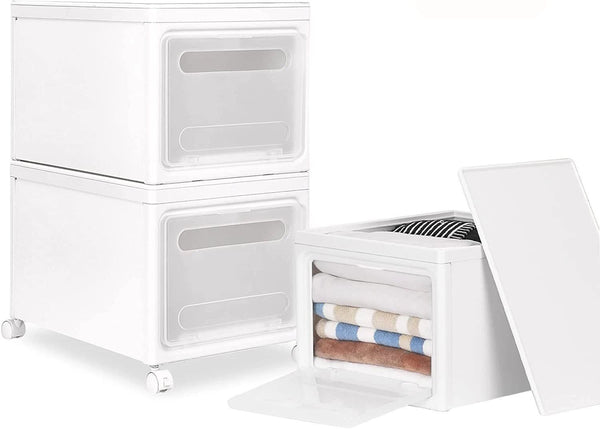 Storage Bins with Lids, White