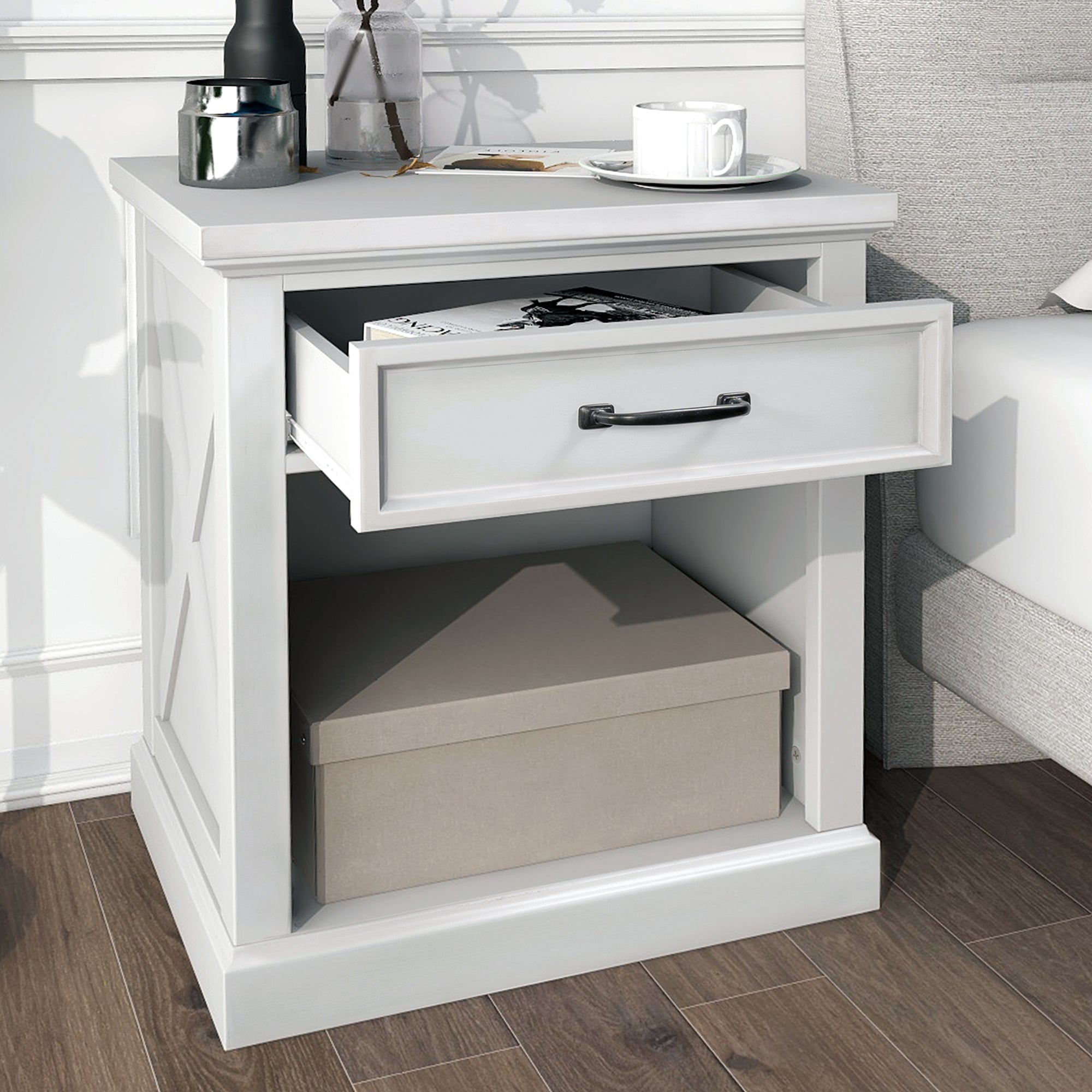 Modern Wooden Nightstand White