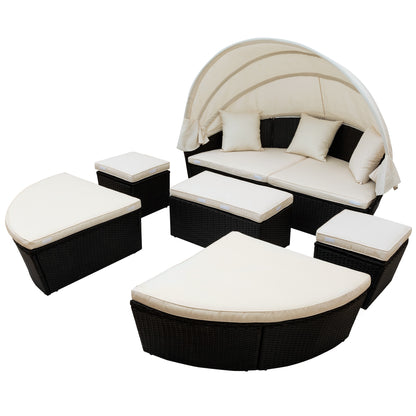 Outdoor Rattan Daybed Sunbed Set