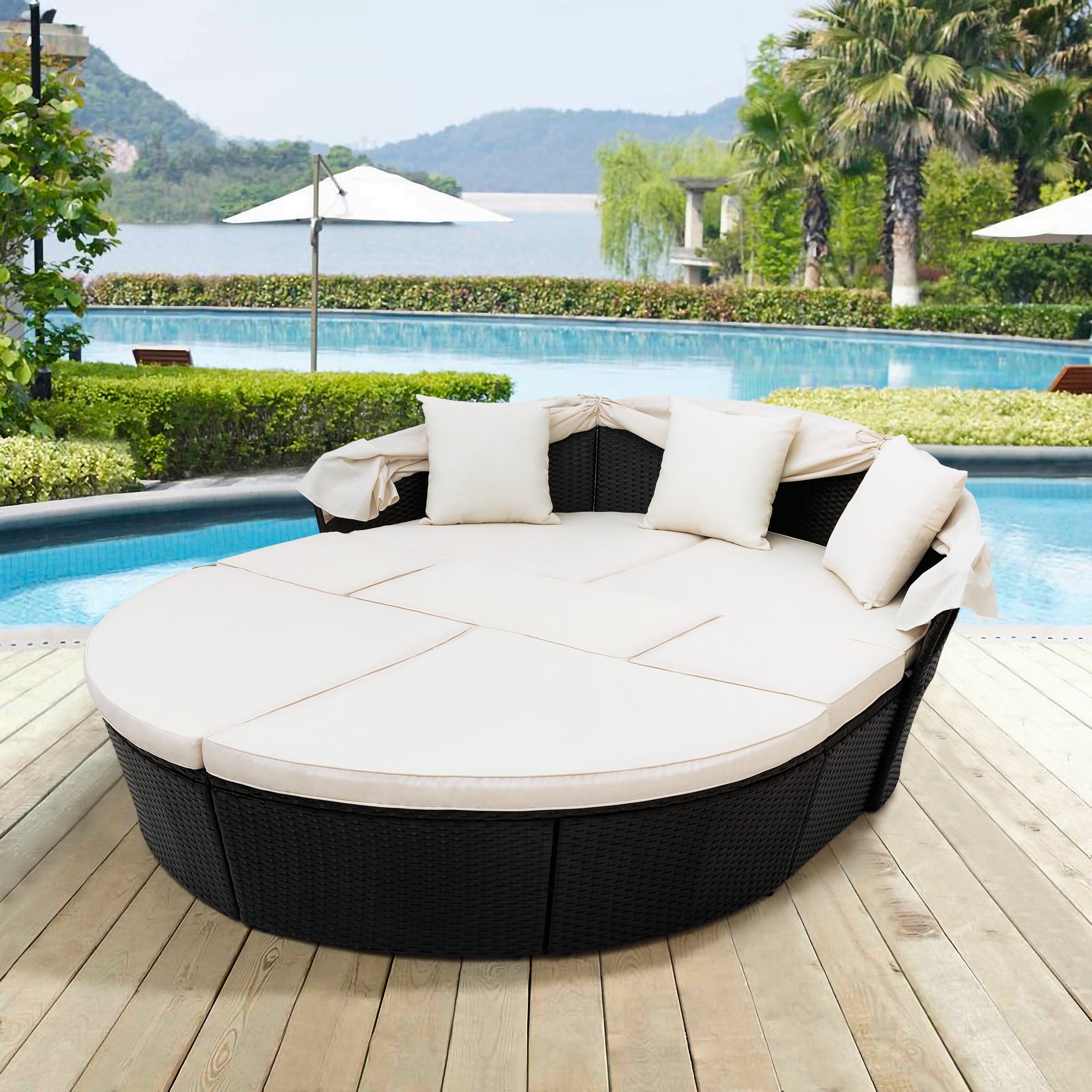 Outdoor Rattan Daybed Sunbed Set