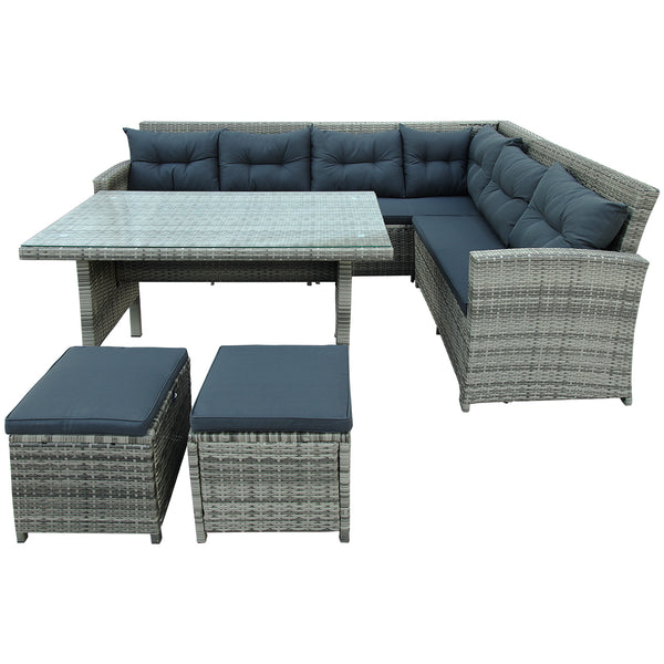 Patio Furniture Outdoor Sectional Sofa Set, Gray (6Pcs)