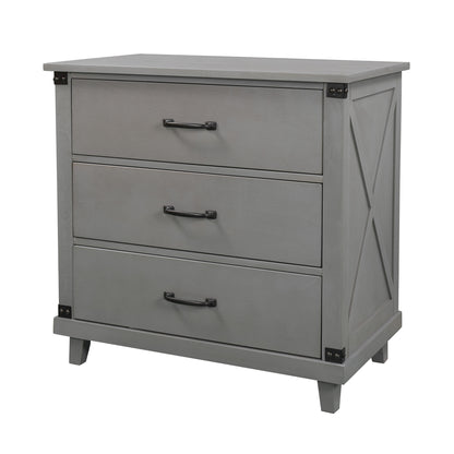 Modern Bedroom Nightstand with 3 Drawers Gray