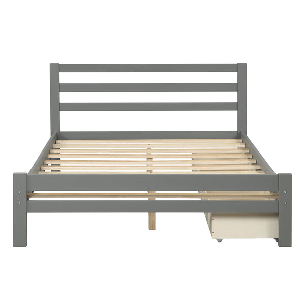 Platform full bed with drawers, gray