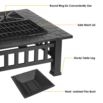 Upland Charcoal Fire Pit with Cover-Antique Finish