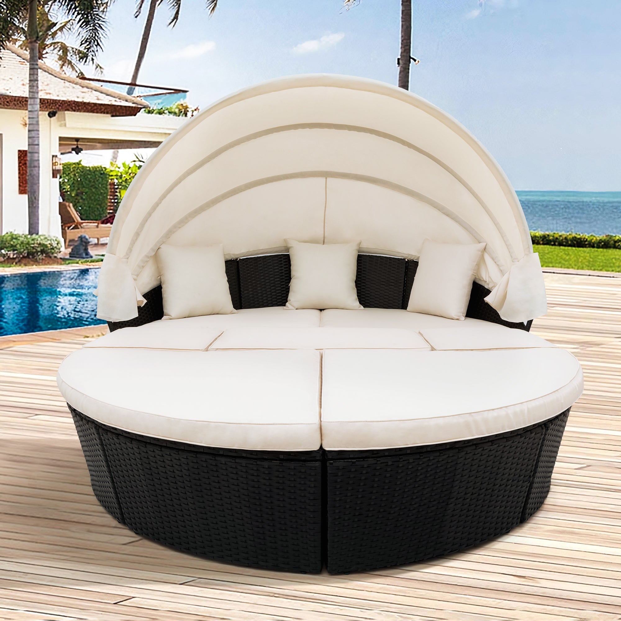 Outdoor Rattan Daybed Sunbed Set