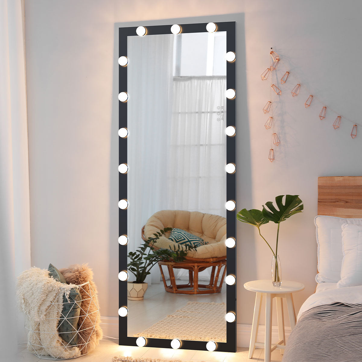 Hollywood Style Full Length Vanity Mirror With LED light bulbs Black