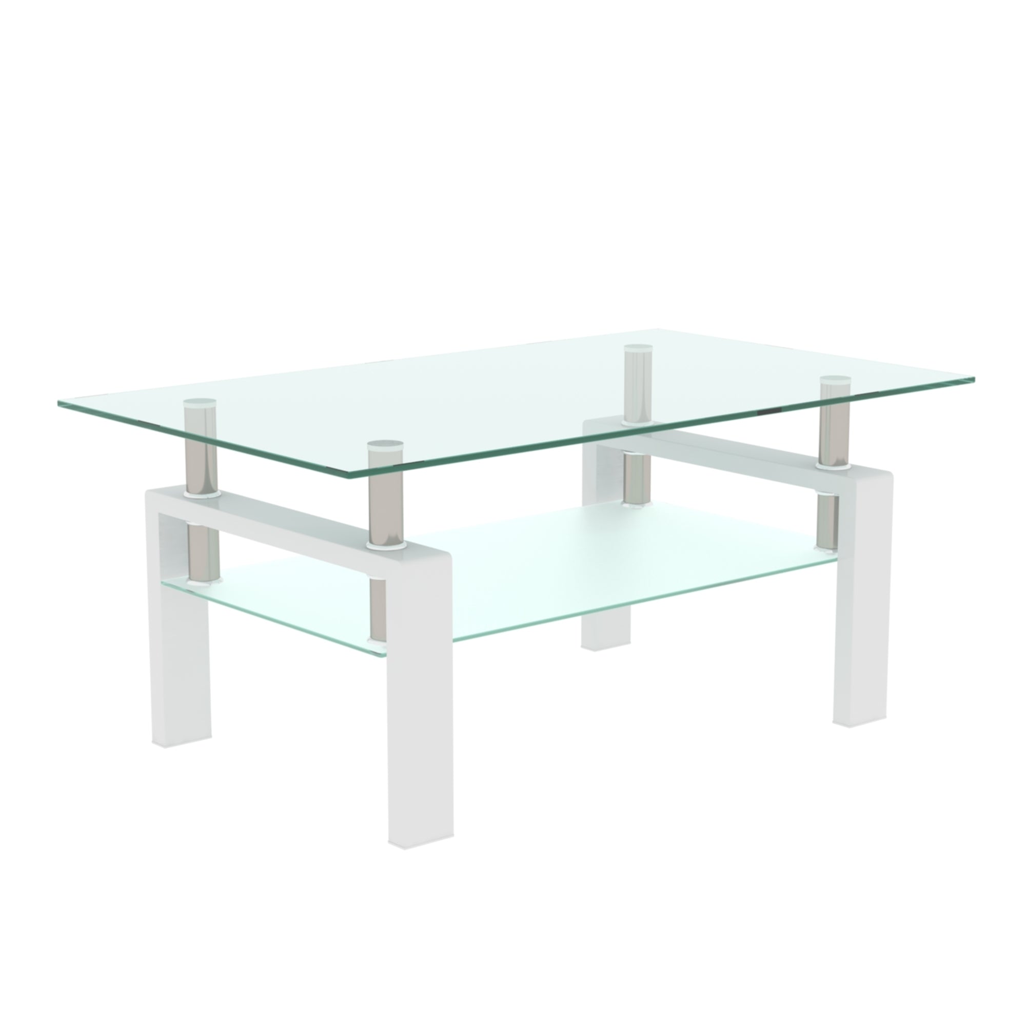 White Coffee Table, Clear Coffee Table，Modern Side Center Tables for Living Room， Living Room Furniture