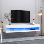 180 Wall Mounted Floating 80" TV Stand with 20 Color LEDs White