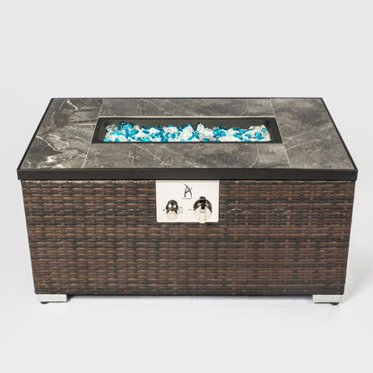 Rattan gas fire table