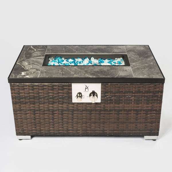 Rattan gas fire table