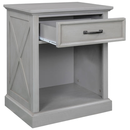 Old Paint Style Modern Wooden Nightstand Gray