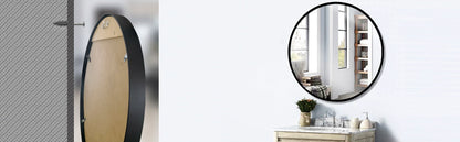 32" Wall Circle Mirror Black
