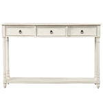 TREXM Console Table Sofa Table with Drawers for Entryway with Projecting Drawers and Long Shelf (Antique White)