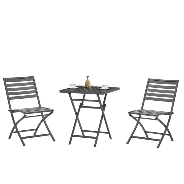 Modern outdoor plastic wood folding table and chair,Garden Furniture 3PCS (2 Chairs+1 table)