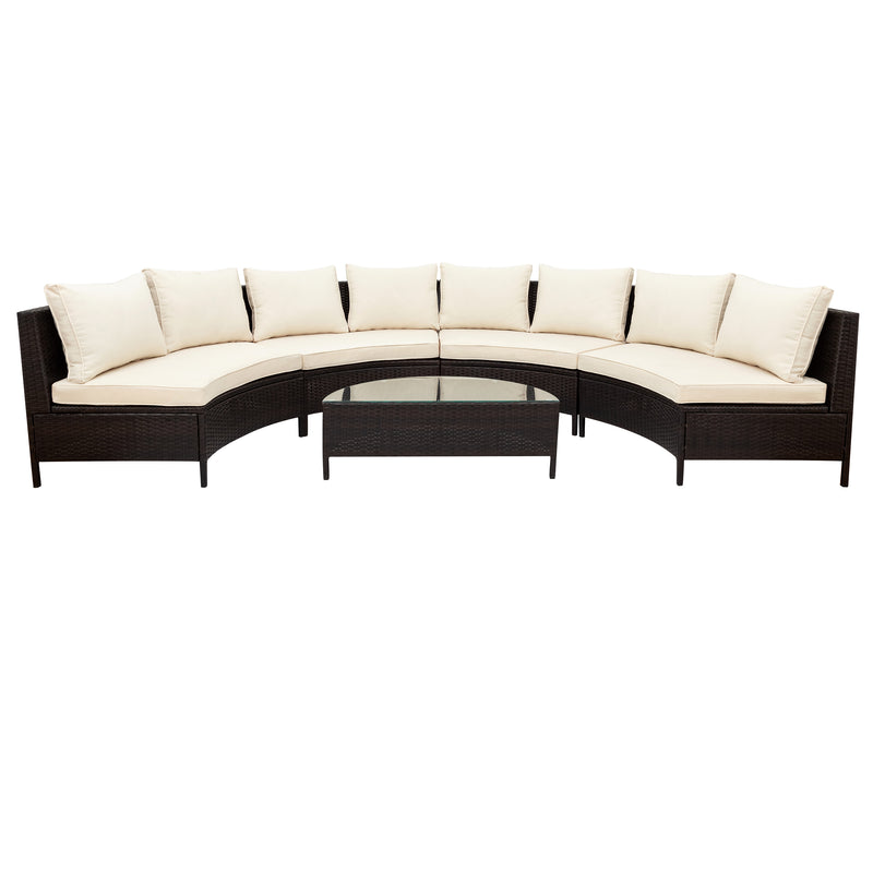 All-Weather Outdoor Patio Sectional Furniture Set Half-Moon Sofa Set