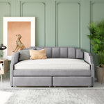 Twin Size Upholstered daybed with Drawers Gray