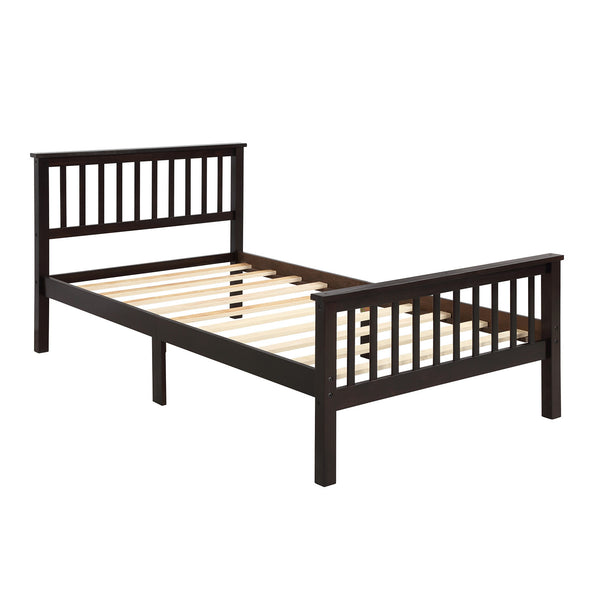 Wood Platform Bed with Headboard and Footboard