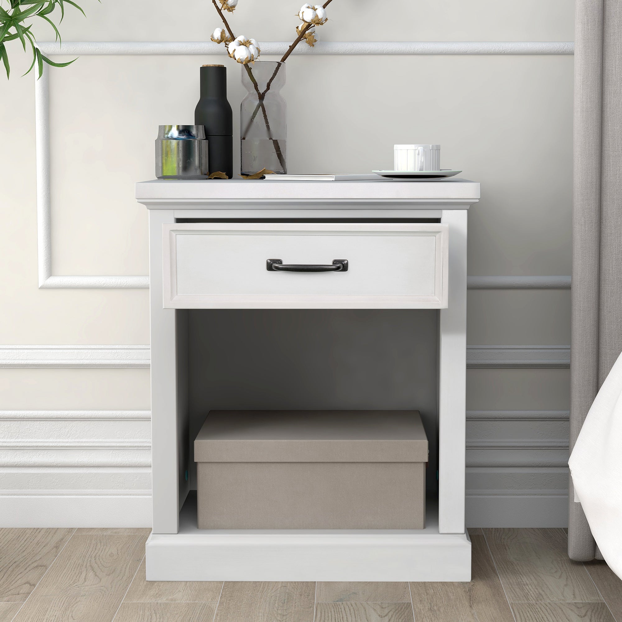 Modern Wooden Nightstand White