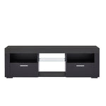 Black morden TV Stand with LED Lights,high glossy front TV Cabinet,can be assembled in Lounge Room, Living Room or Bedroom,color:Black