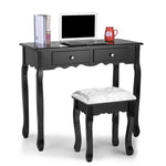 Makeup Vanity Table with Mirror With Stool & 4 Drawers