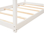 Twin Size Wooden House Bed, White