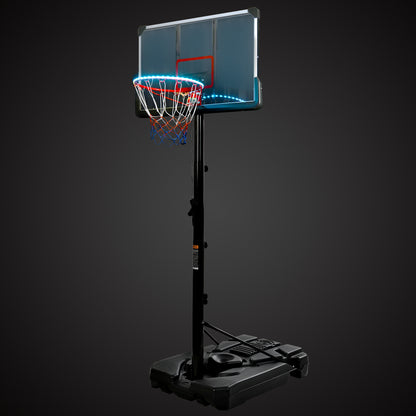 Portable Basketball Hoop Basketball with LED Lights, Black