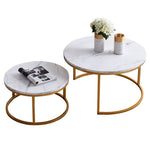 Modern Nesting coffee table,golden  metal frame with marble color top-31.5"