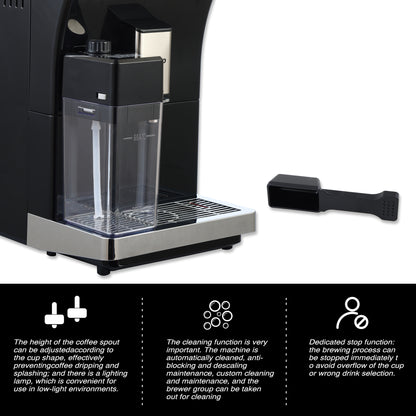 Dafino-202 Fully Automatic Espresso Machine with milk tank, Black