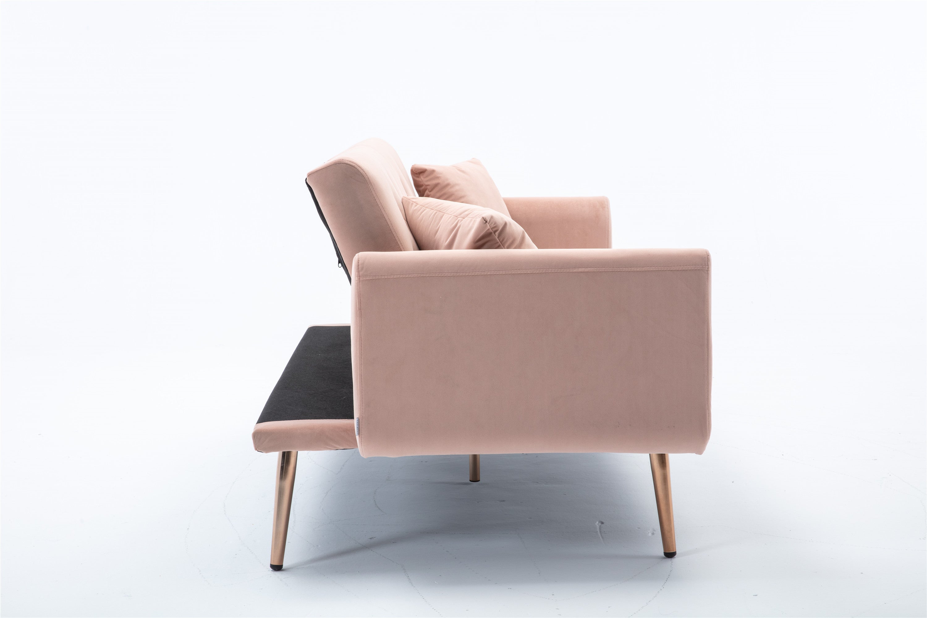 Giga Pink Velvet Loveseat Sofa With Rose Gold Metal Feet