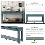 TREXM Console Table for Entryway Hallway Sofa Table with Storage Drawers and Bottom Shelf (Dark Blue)