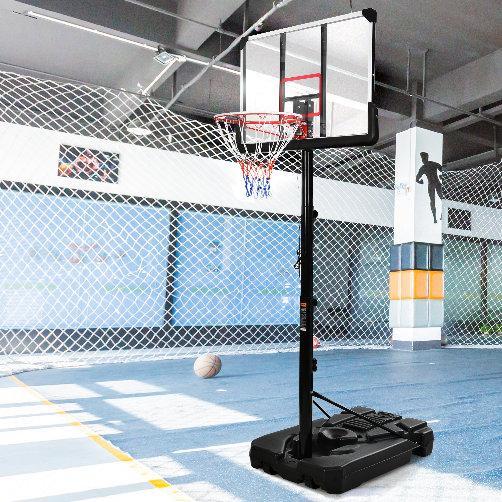 Portable Basketball Hoop Basketball with LED Lights, Black