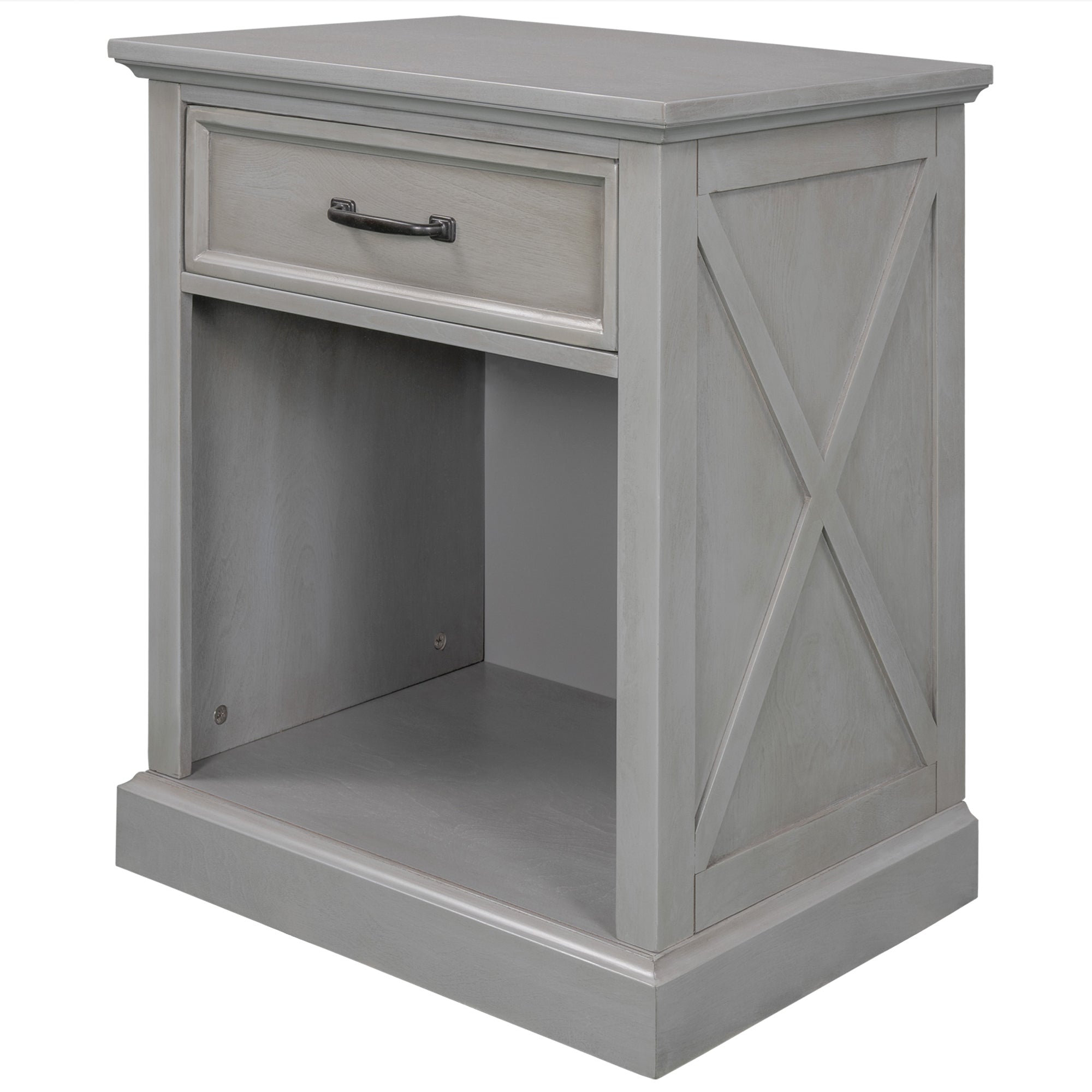 Old Paint Style Modern Wooden Nightstand Gray