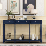U_STYLE Solid Wood Console Table, Classic Entryway Table with Storage Shelf and Drawer for Home