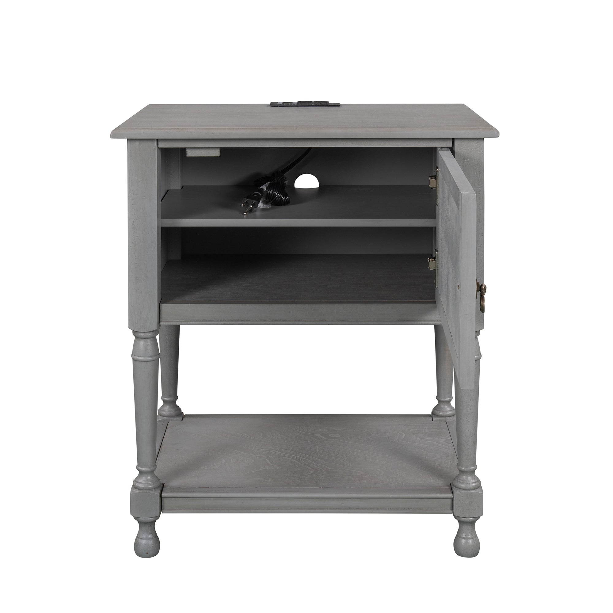 Versatile Nightstand with USB Charging Design, Gray