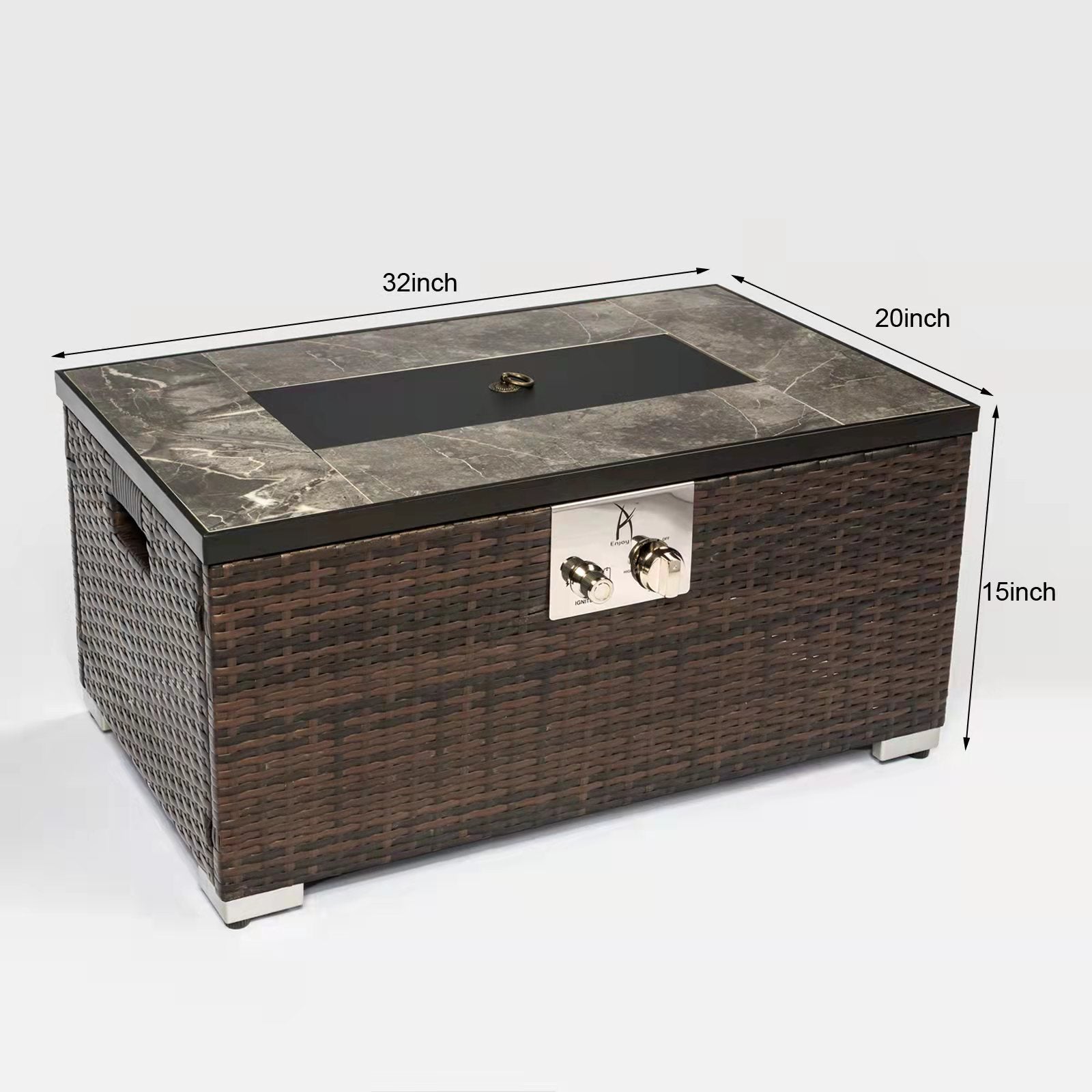 Rattan gas fire table