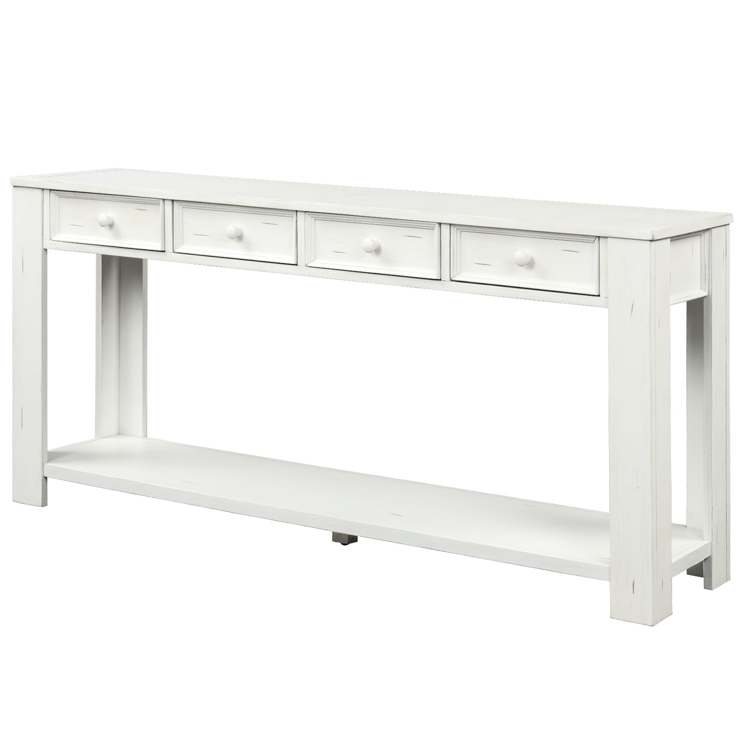 TREXM Console Table for Entryway Hallway Sofa Table with Storage Drawers and Bottom Shelf ( Antique White)