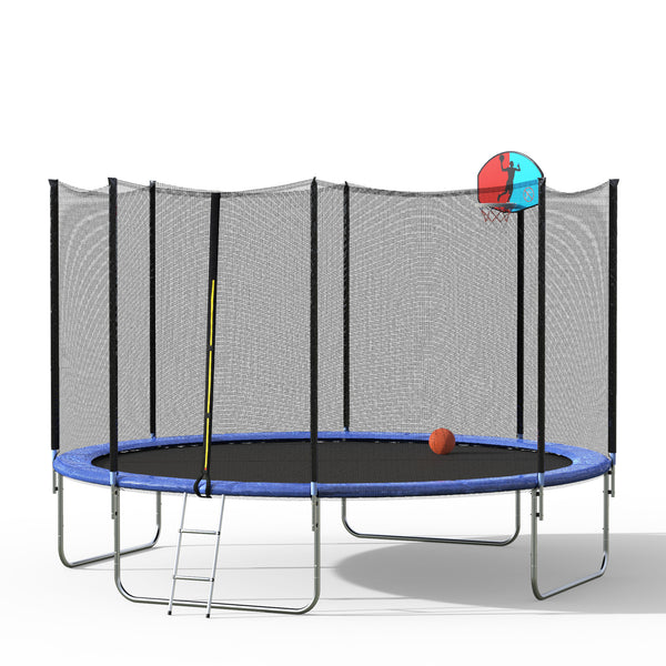 Pro Outdoor Trampoline with Basketball Hoop 12FT, Blue