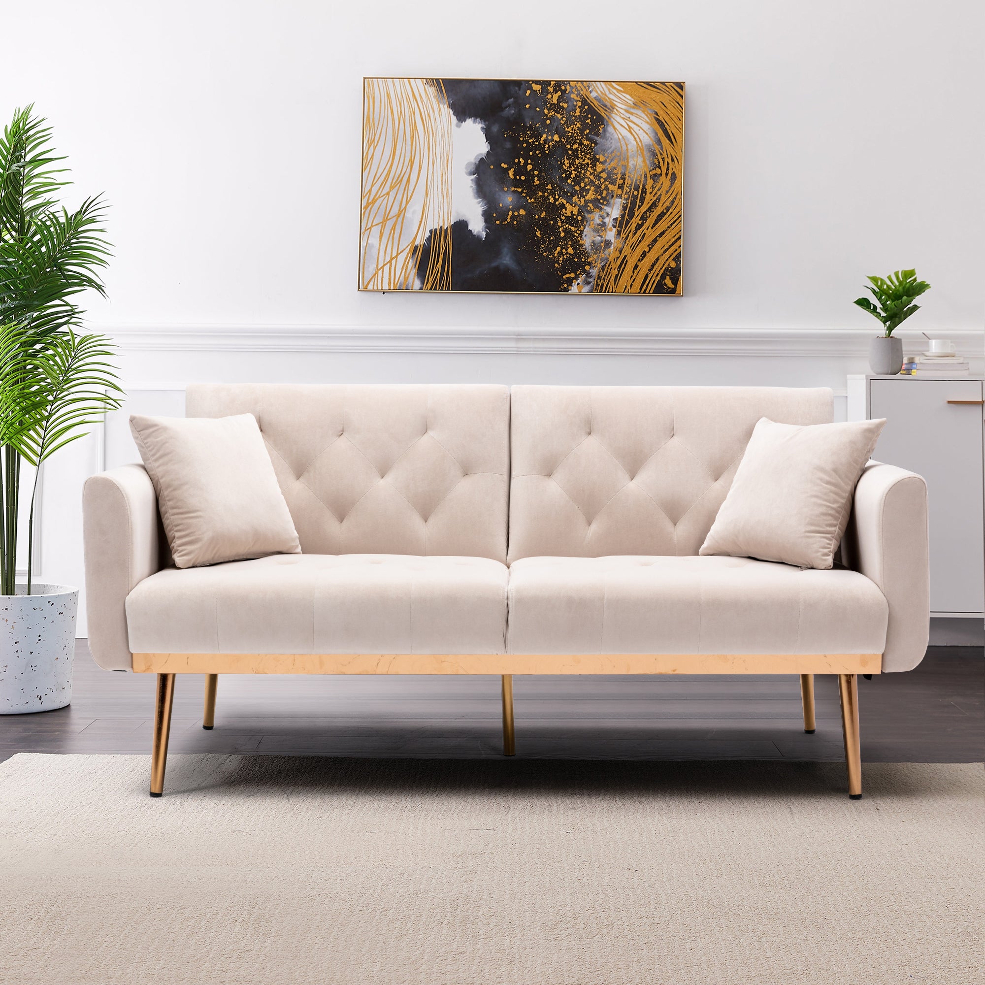 Giga Loveseat Sofa With Rose Gold Metal Feet